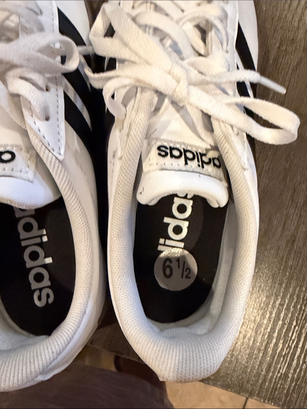 Adidas White and Black Classic Trainer Sneakers - Picture 3 of 5